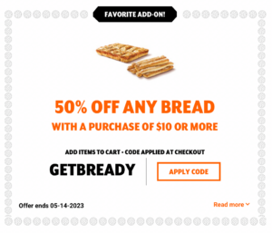 50% off any bread coupon