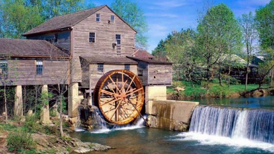 A typical water-powered flour mill from the 19th century