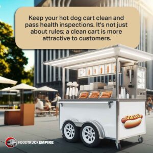 Keep your hot dog cart clean and pass health inspections. It's not just about rules; a clean cart is more attractive to customers.