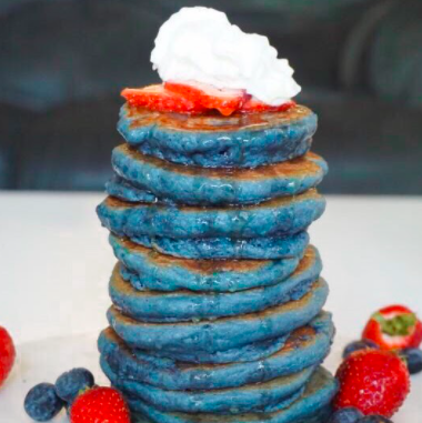blue matcha pancakes