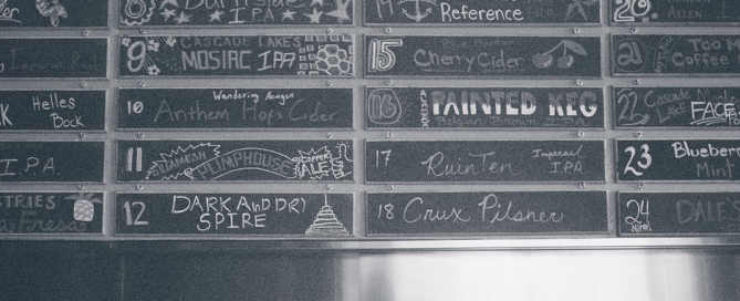 A wall of craft beer options to try. craft beer options
