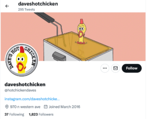 Dave's Hot Chicken social media.