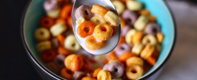 The most important meal of the day. eating cereal