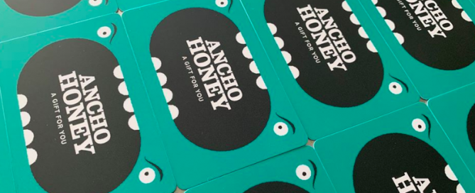 Cool photo I took of gift cards at my restaurant Ancho Honey. ancho honey gift cards