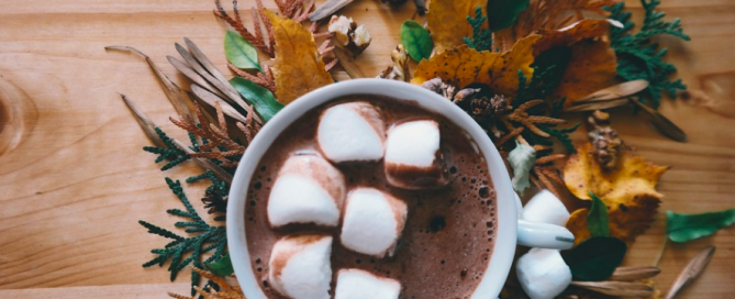 Warm up with a cup of hot chocolate. hot chocolate