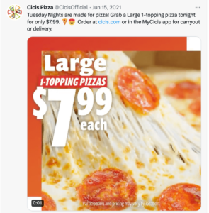 Large 1 topping pizza deal