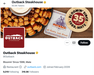 Outback Steakhouse on social media