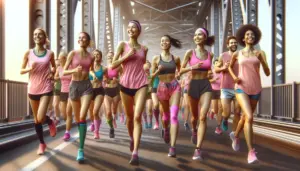 women running in pink 